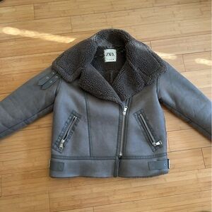Zara Gray Shearling Jacket